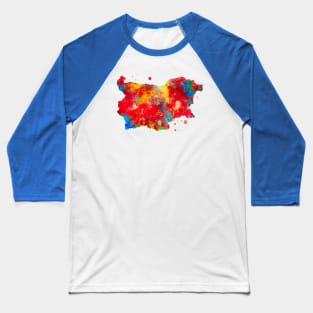 Bulgaria Map Watercolor Painting Baseball T-Shirt